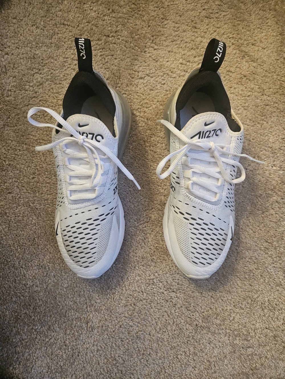 Nike AIR max 270 White and Black  Athletic Sneakers